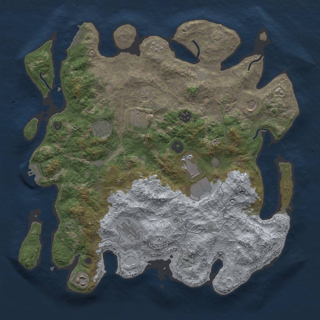 Rust Map: Procedural Map, Size: 4000, Seed: 513264522, 16 Monuments