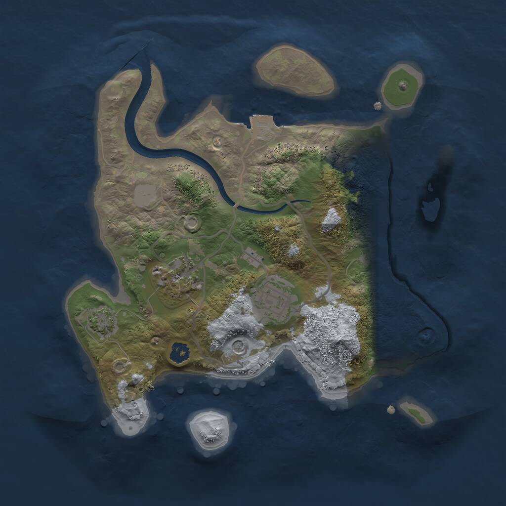 Rust Map: Procedural Map, Size: 2500, Seed: 90206, 5 Monuments