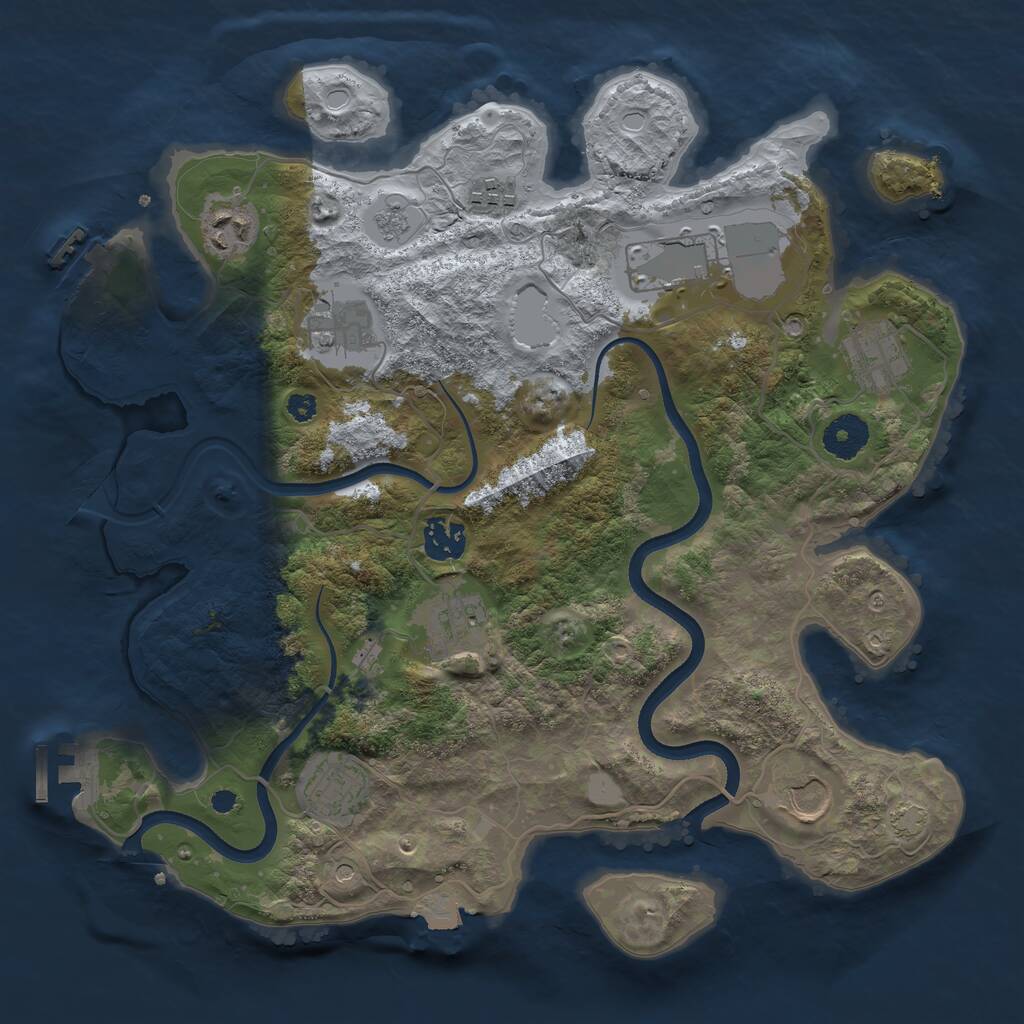 Rust Map: Procedural Map, Size: 3500, Seed: 23015, 15 Monuments