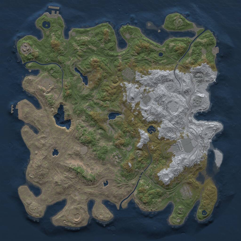 Rust Map: Procedural Map, Size: 4500, Seed: 1186286745, 16 Monuments