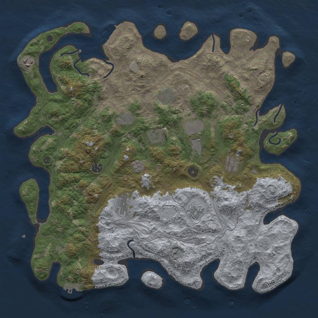 Rust Map: Procedural Map, Size: 4500, Seed: 118660782, 18 Monuments