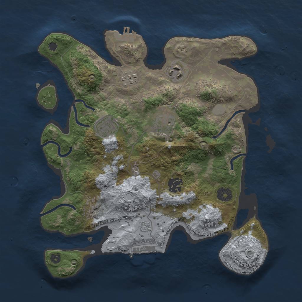 Rust Map: Procedural Map, Size: 3000, Seed: 11393, 14 Monuments