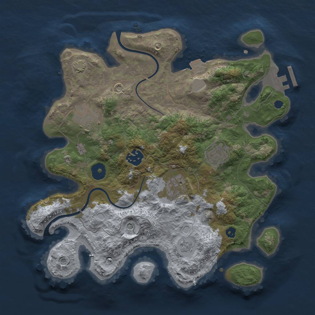 Rust Map: Procedural Map, Size: 3000, Seed: 1577528435, 9 Monuments