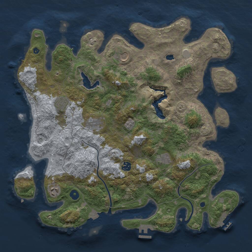 Rust Map: Procedural Map, Size: 4000, Seed: 307044, 13 Monuments