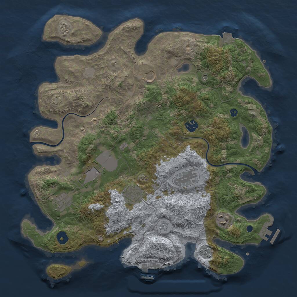 Rust Map: Procedural Map, Size: 3700, Seed: 521110400, 14 Monuments