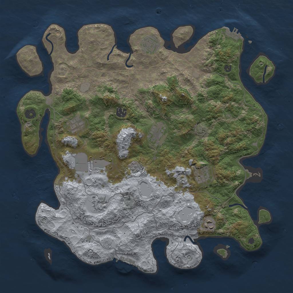 Rust Map: Procedural Map, Size: 4050, Seed: 6738, 17 Monuments