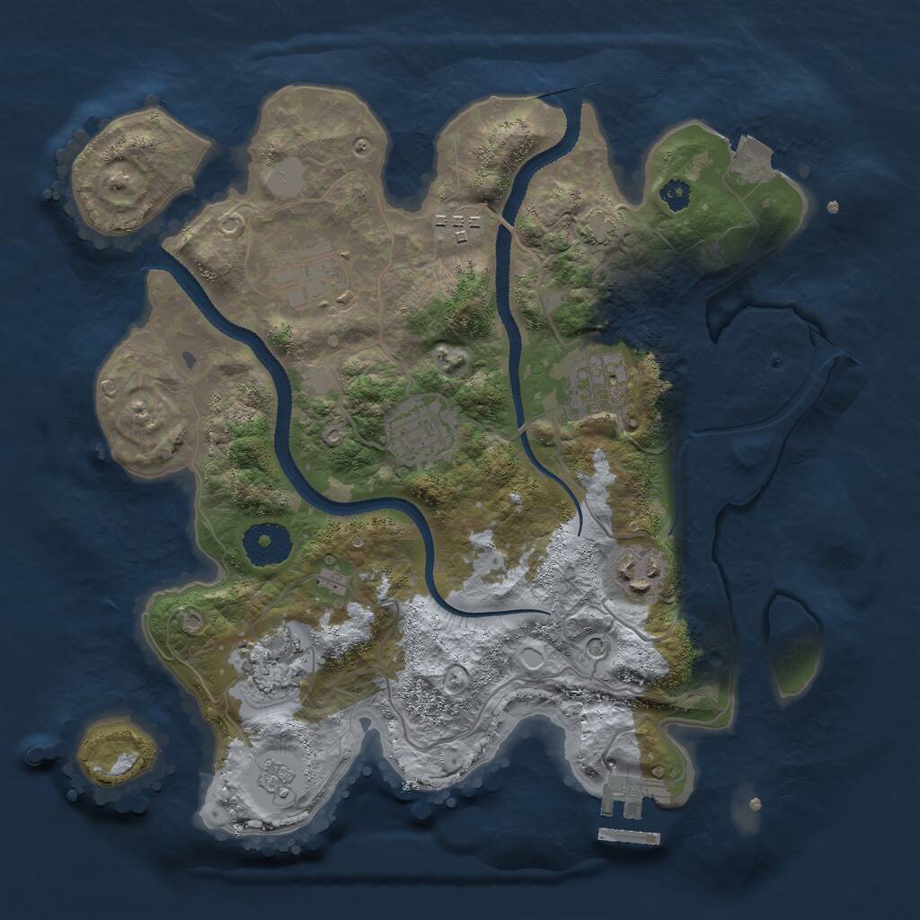 Rust Map: Procedural Map, Size: 3000, Seed: 27734, 11 Monuments