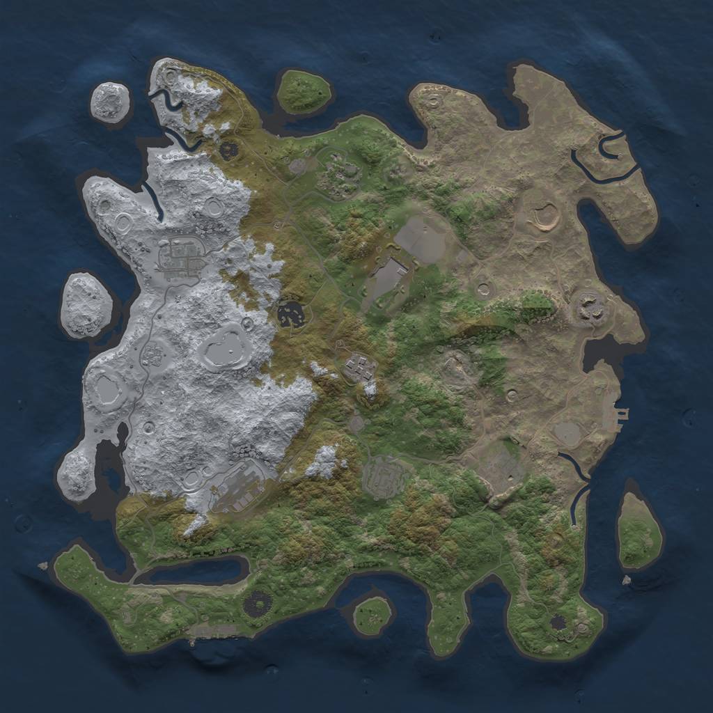 Rust Map: Procedural Map, Size: 3850, Seed: 1577749, 19 Monuments
