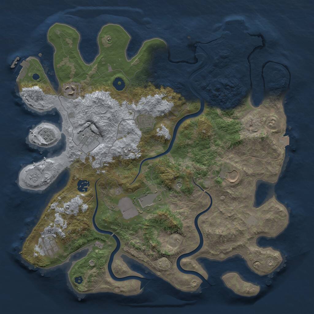 Rust Map: Procedural Map, Size: 3800, Seed: 8551393, 14 Monuments