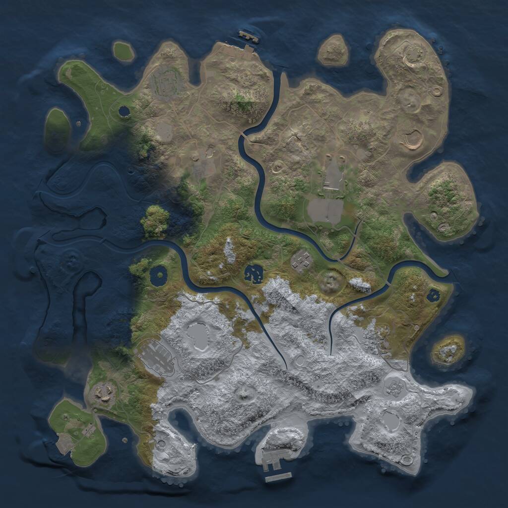 Rust Map: Procedural Map, Size: 3850, Seed: 43759377, 15 Monuments