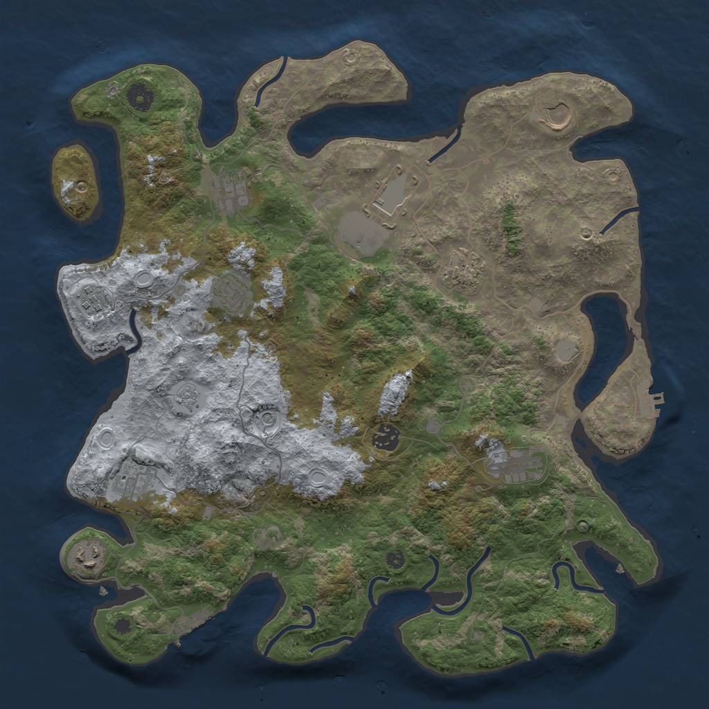 Rust Map: Procedural Map, Size: 3900, Seed: 405625038, 19 Monuments