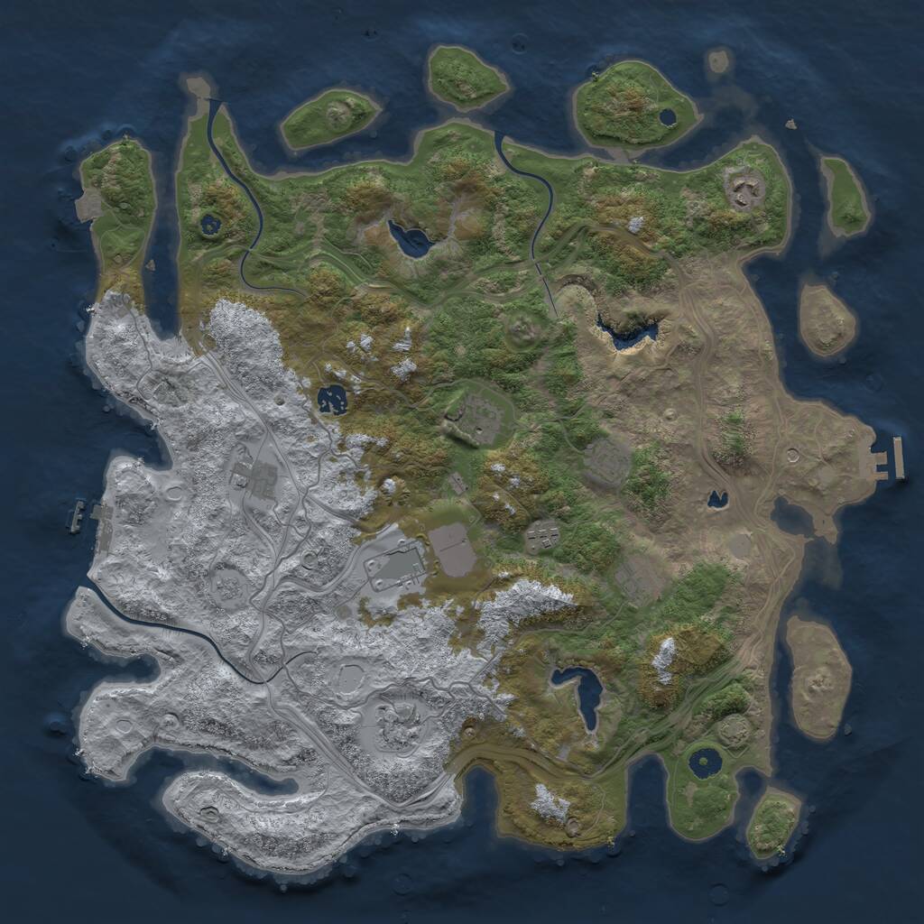 Rust Map: Procedural Map, Size: 4500, Seed: 1191902177, 15 Monuments