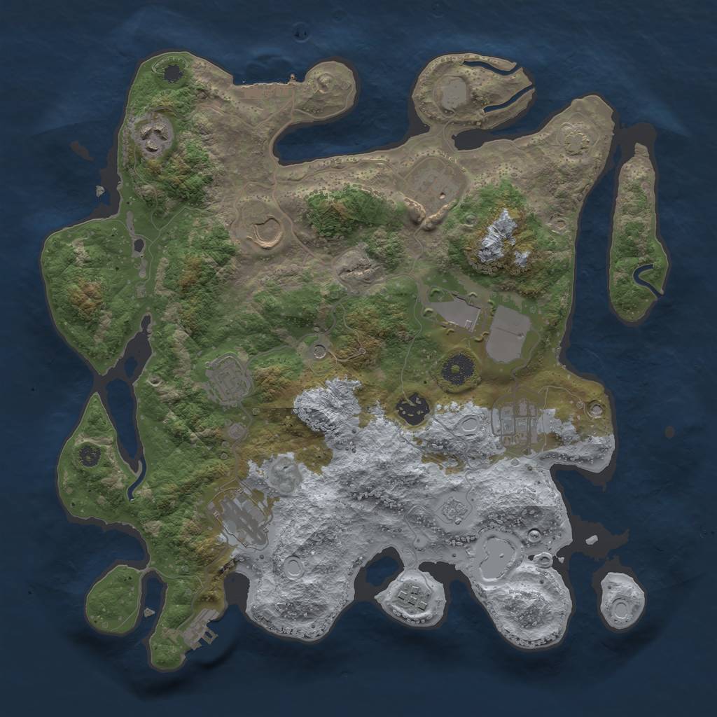 Rust Map: Procedural Map, Size: 3500, Seed: 1399866772, 17 Monuments