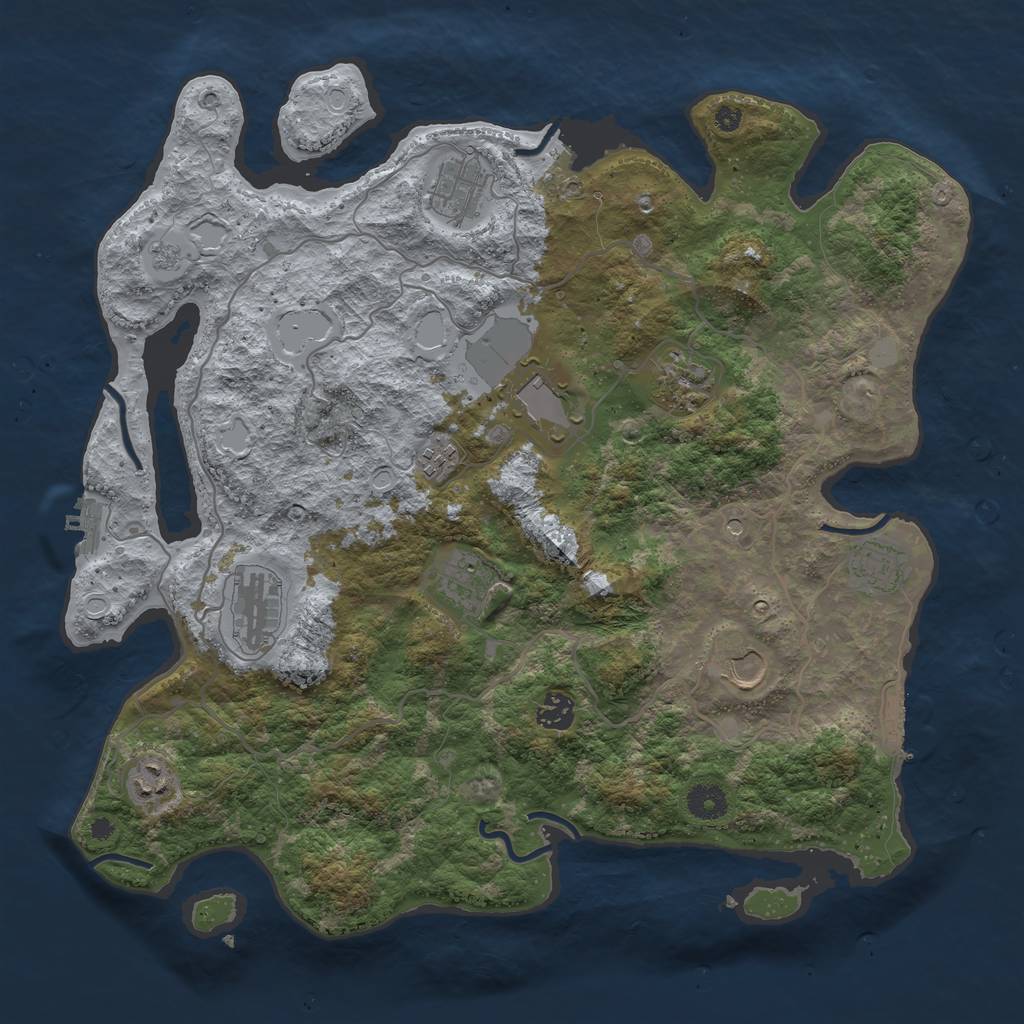 Rust Map: Procedural Map, Size: 4000, Seed: 524193, 17 Monuments