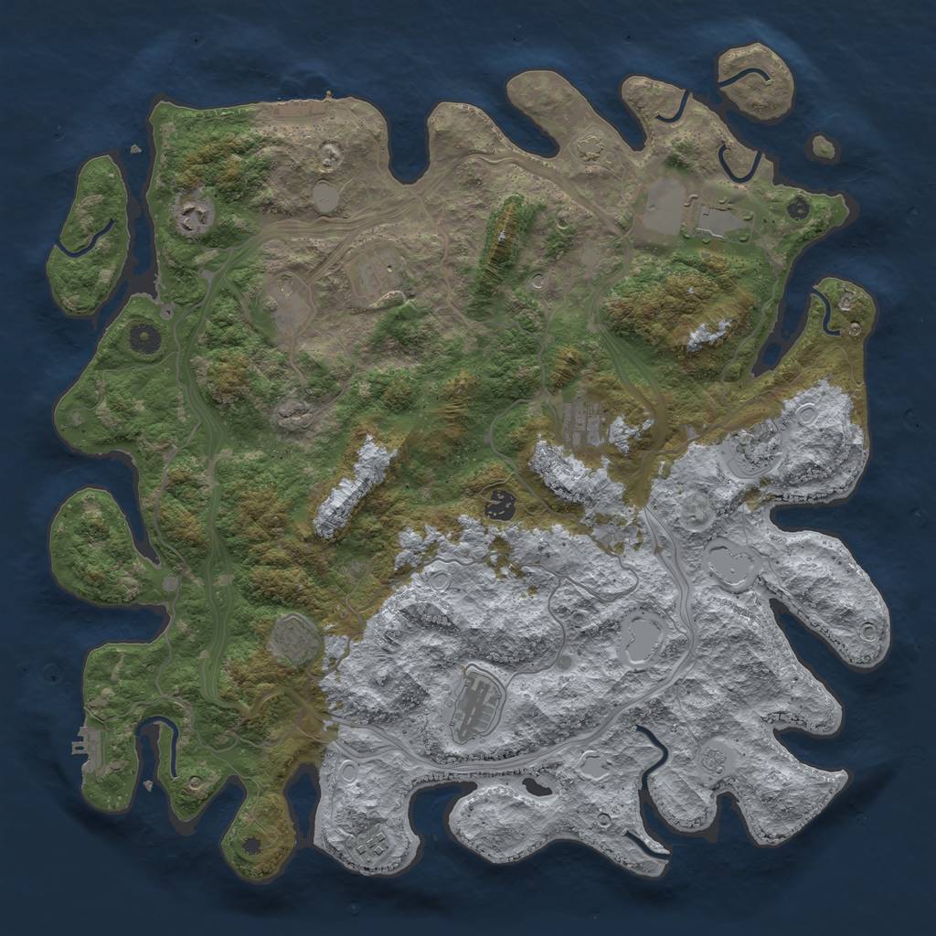 Rust Map: Procedural Map, Size: 4500, Seed: 854716, 18 Monuments