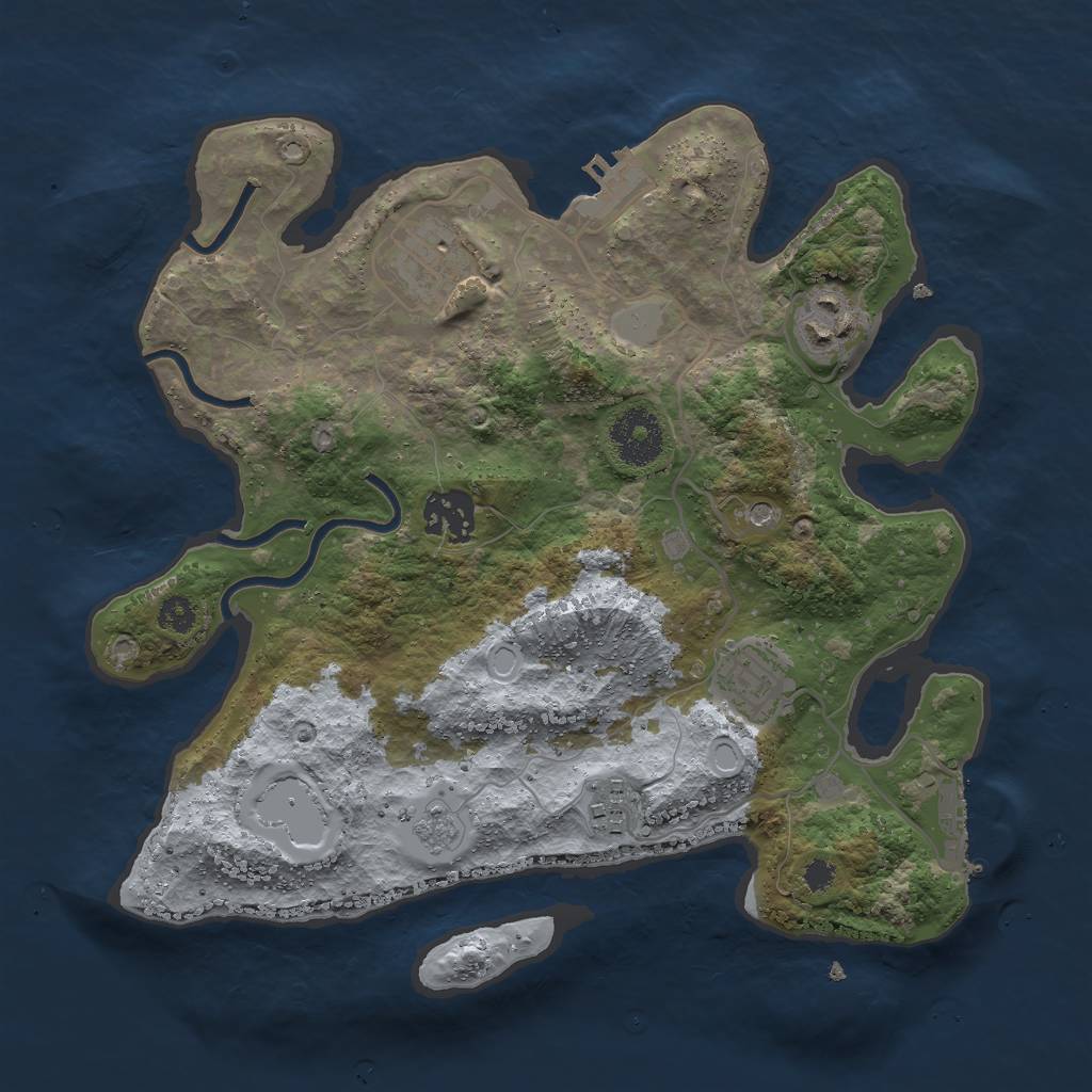 Rust Map: Procedural Map, Size: 3000, Seed: 989338307, 12 Monuments