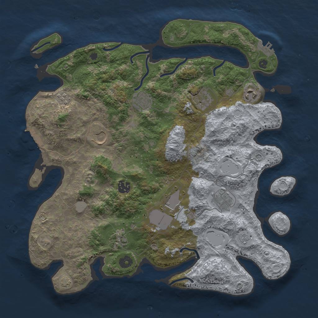 Rust Map: Procedural Map, Size: 3700, Seed: 134458390, 17 Monuments