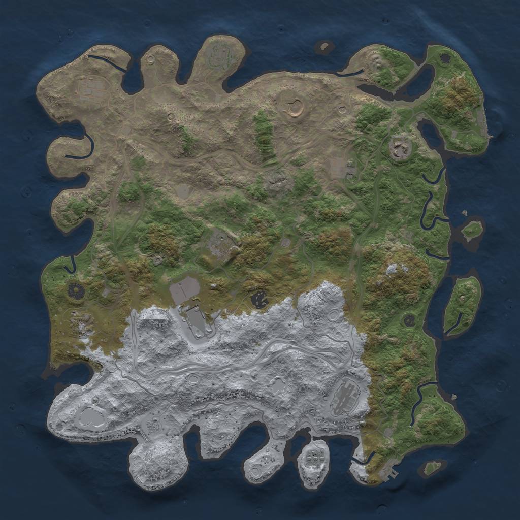 Rust Map: Procedural Map, Size: 4500, Seed: 8282, 18 Monuments