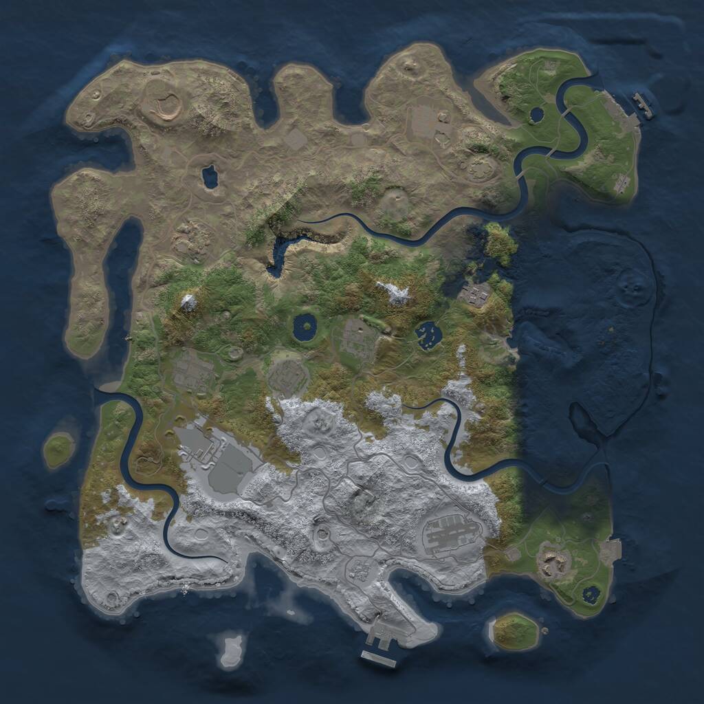 Rust Map: Procedural Map, Size: 4000, Seed: 1206081529, 17 Monuments