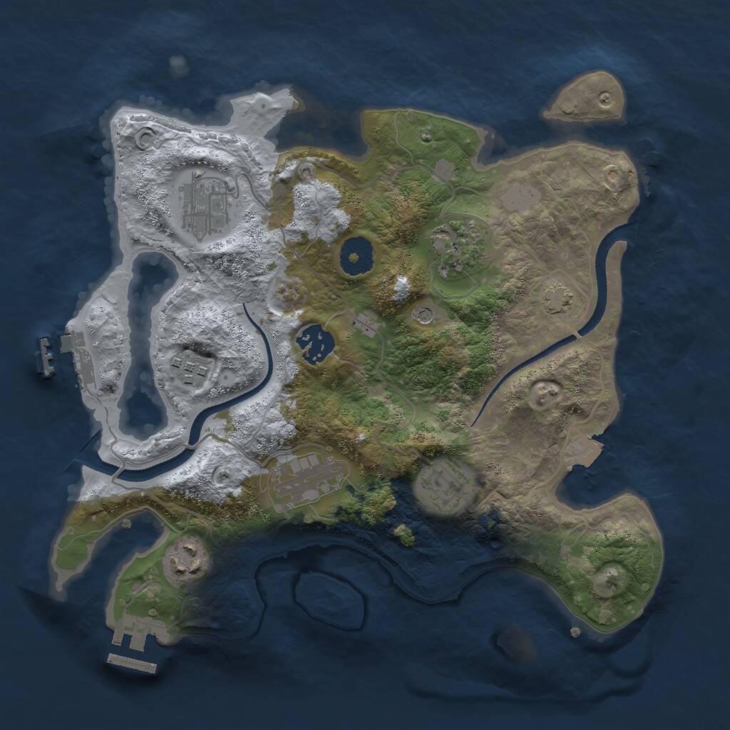 Rust Map: Procedural Map, Size: 3000, Seed: 772839684, 12 Monuments