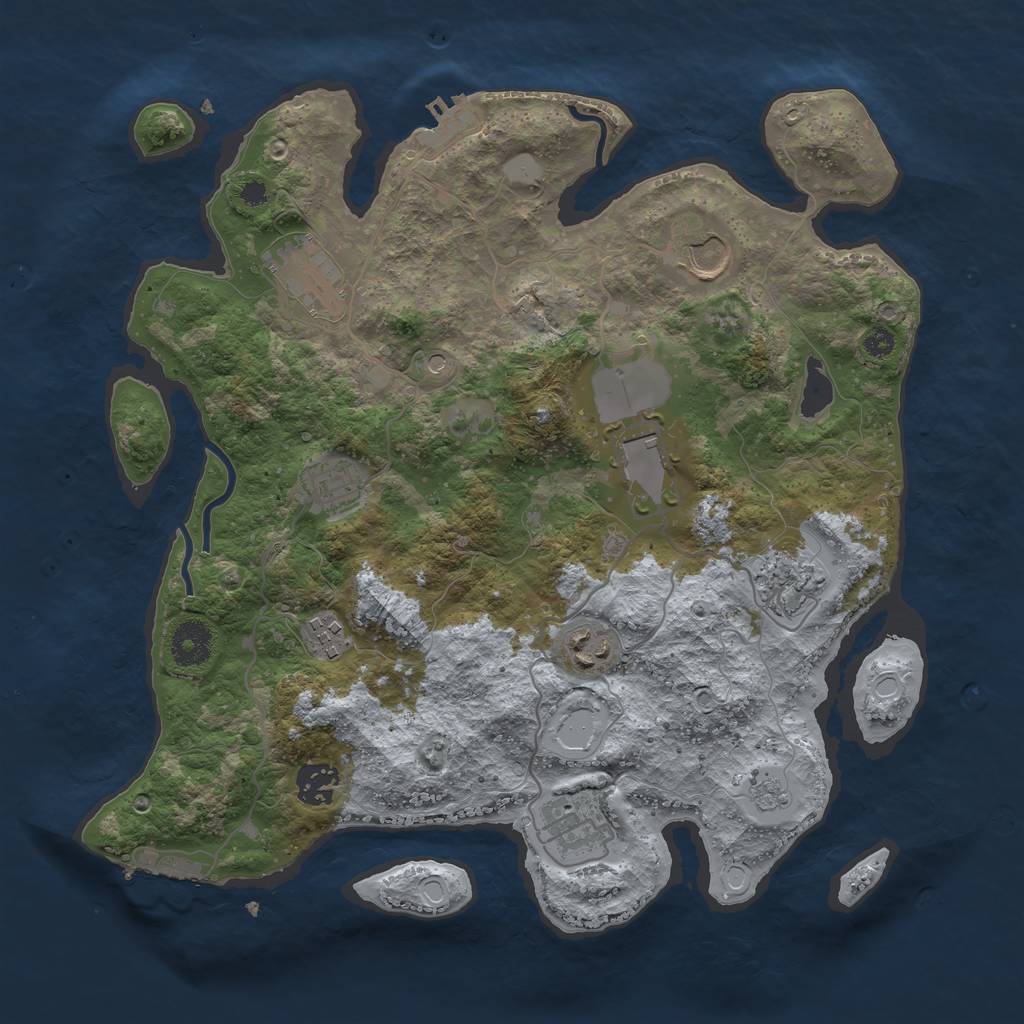 Rust Map: Procedural Map, Size: 3500, Seed: 544566, 18 Monuments