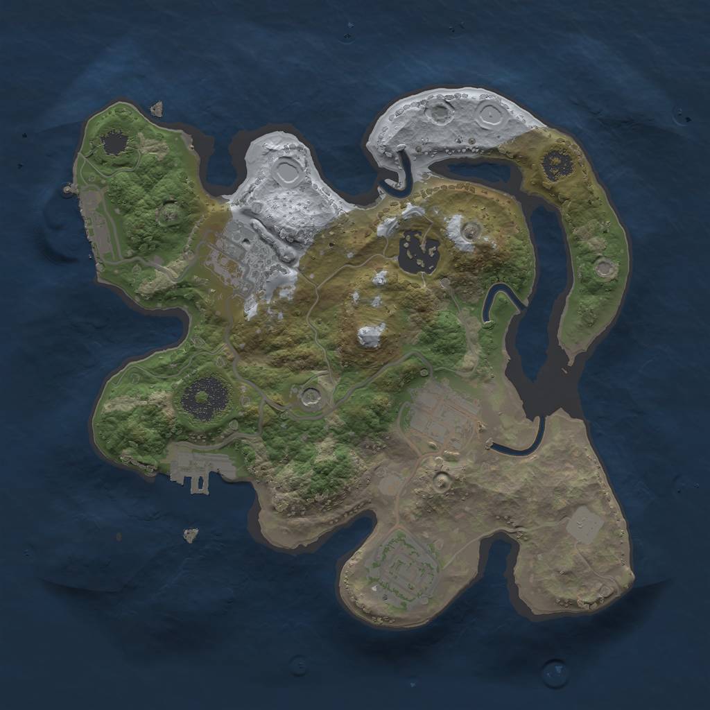 Rust Map: Procedural Map, Size: 2400, Seed: 246581120, 12 Monuments
