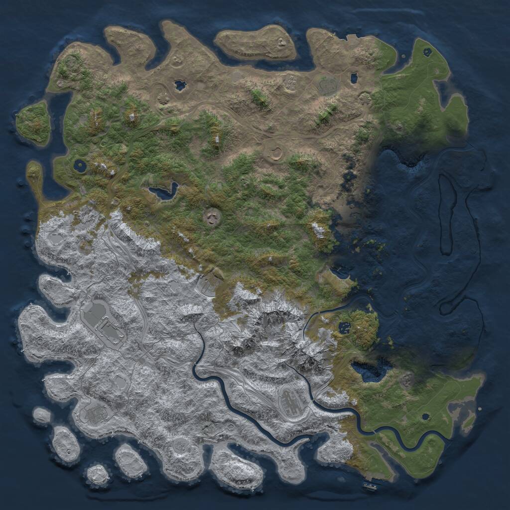 Rust Map: Procedural Map, Size: 6000, Seed: 35000, 17 Monuments