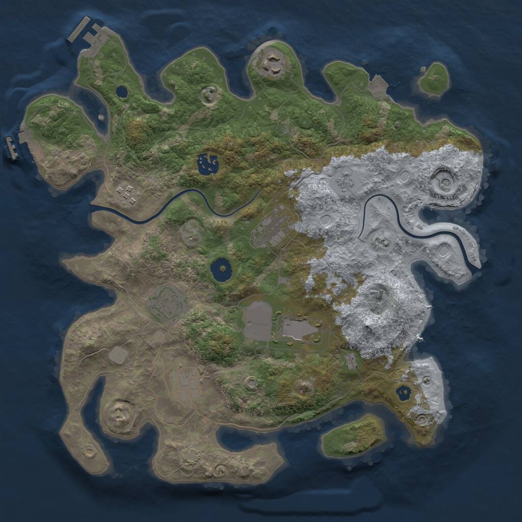 Rust Map: Procedural Map, Size: 3500, Seed: 229503581, 13 Monuments