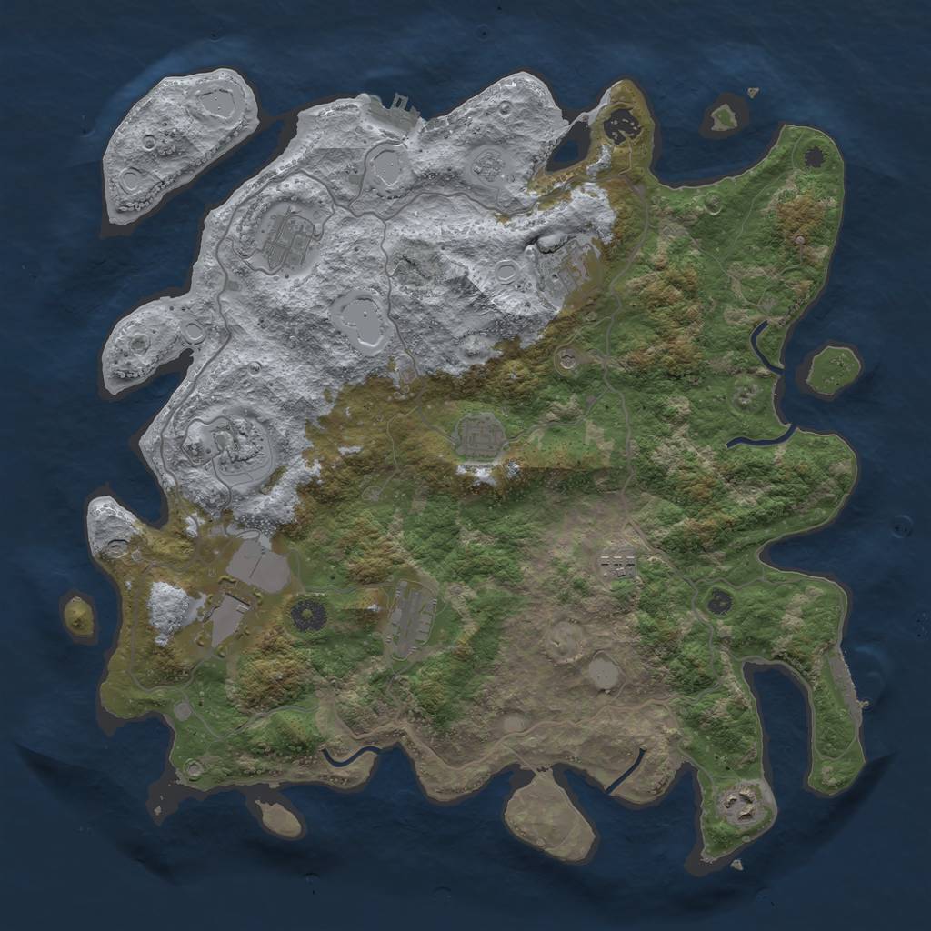 Rust Map: Procedural Map, Size: 4050, Seed: 967191052, 16 Monuments
