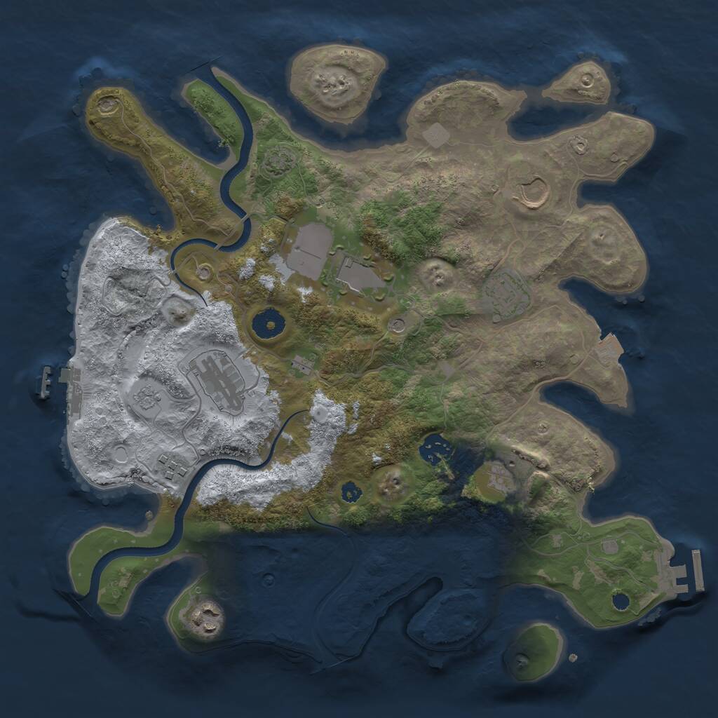 Rust Map: Procedural Map, Size: 3500, Seed: 13499466, 14 Monuments