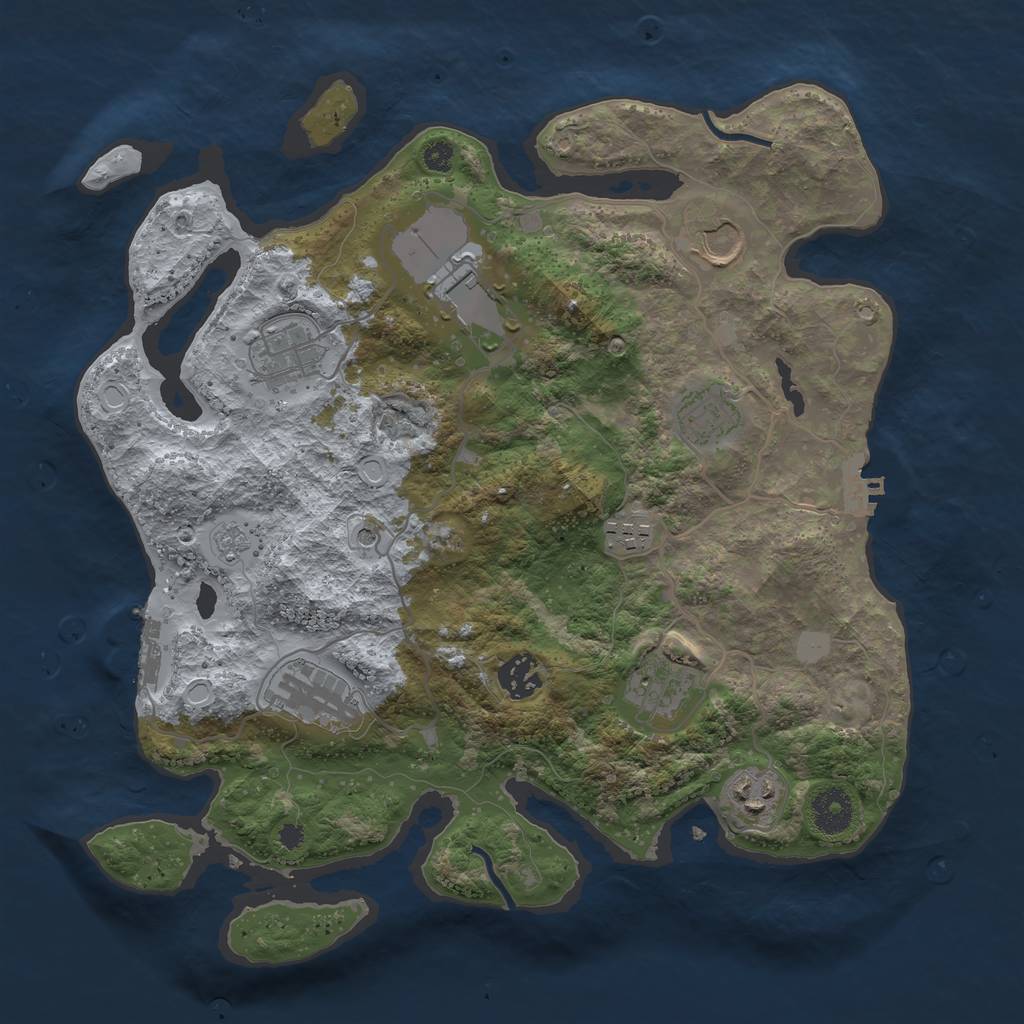 Rust Map: Procedural Map, Size: 3500, Seed: 764217917, 16 Monuments
