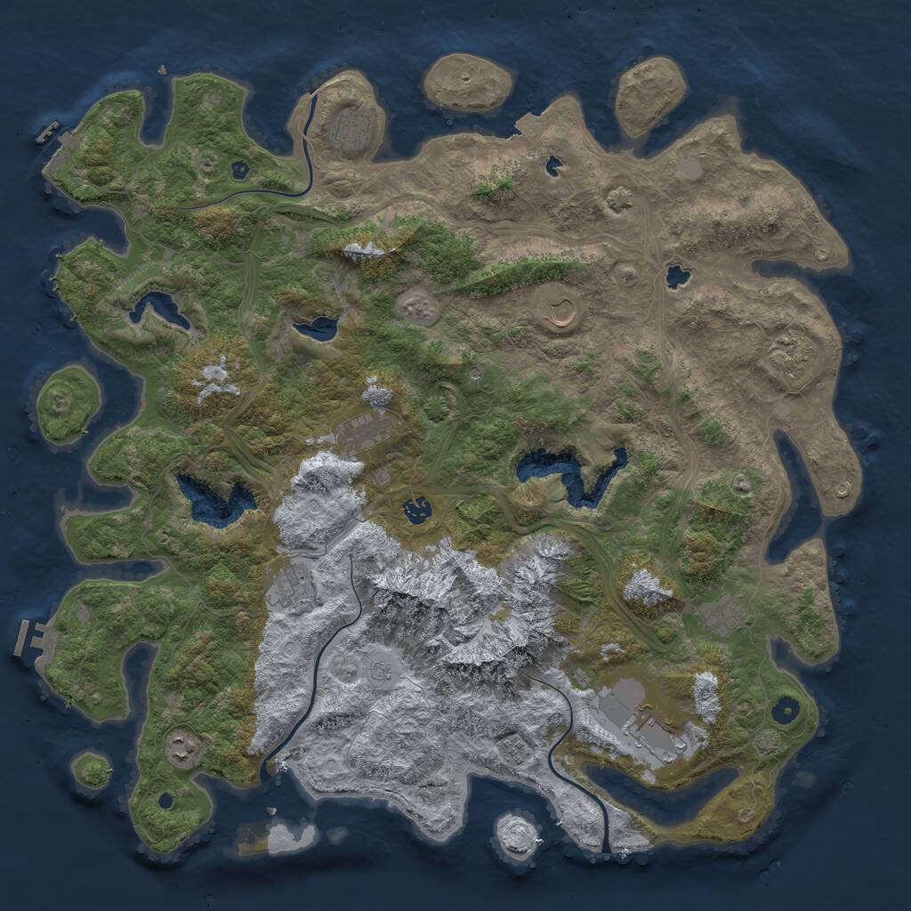 Rust Map: Procedural Map, Size: 5000, Seed: 3728867, 16 Monuments