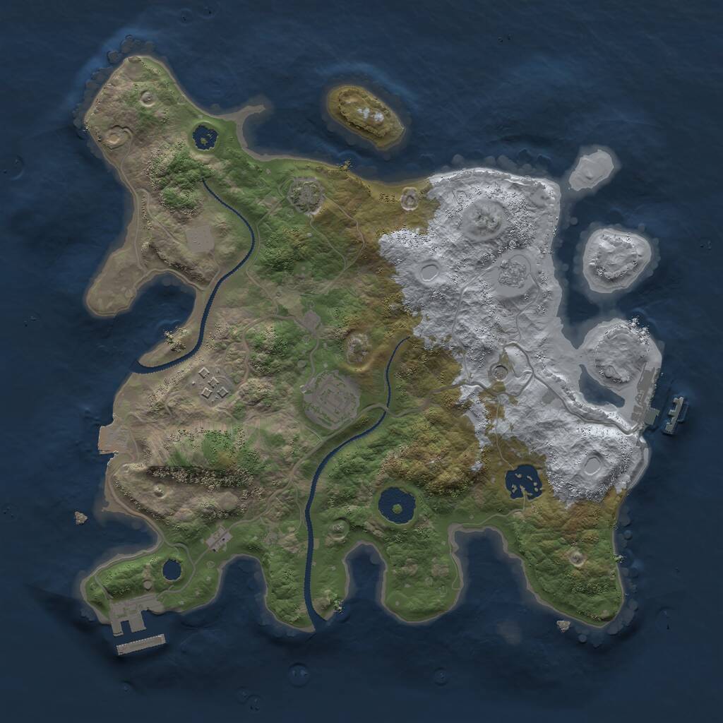 Rust Map: Procedural Map, Size: 3000, Seed: 2090928861, 9 Monuments