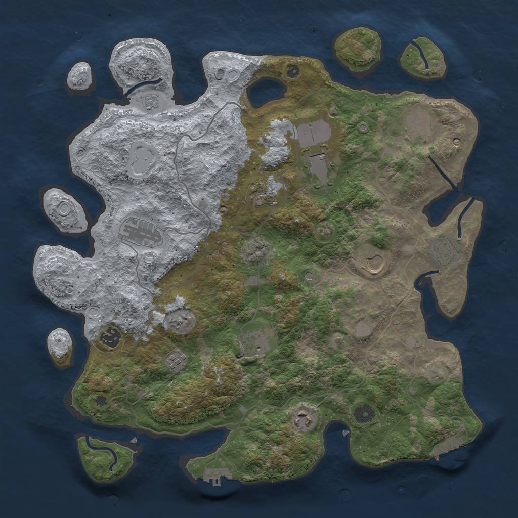 Rust Map: Procedural Map, Size: 4000, Seed: 147983779, 17 Monuments