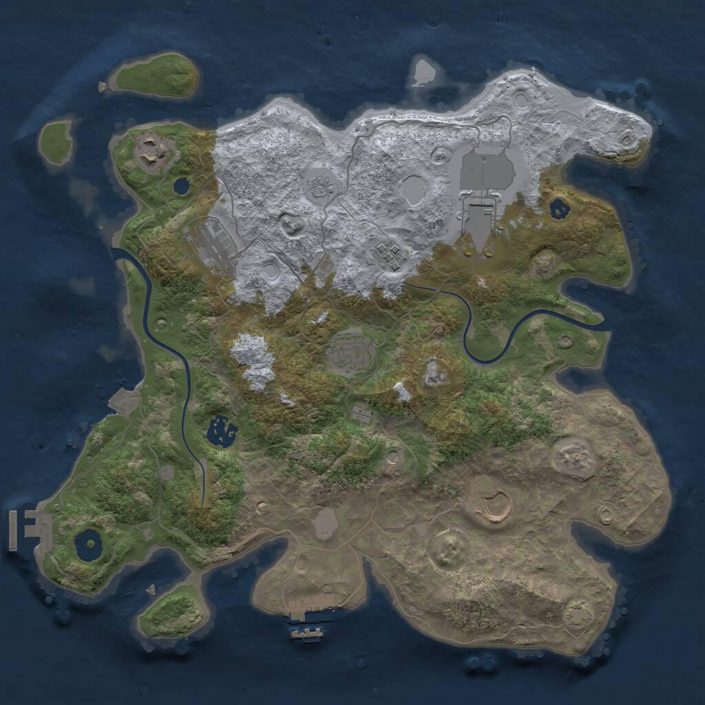 Rust Map: Procedural Map, Size: 3500, Seed: 662678871, 13 Monuments