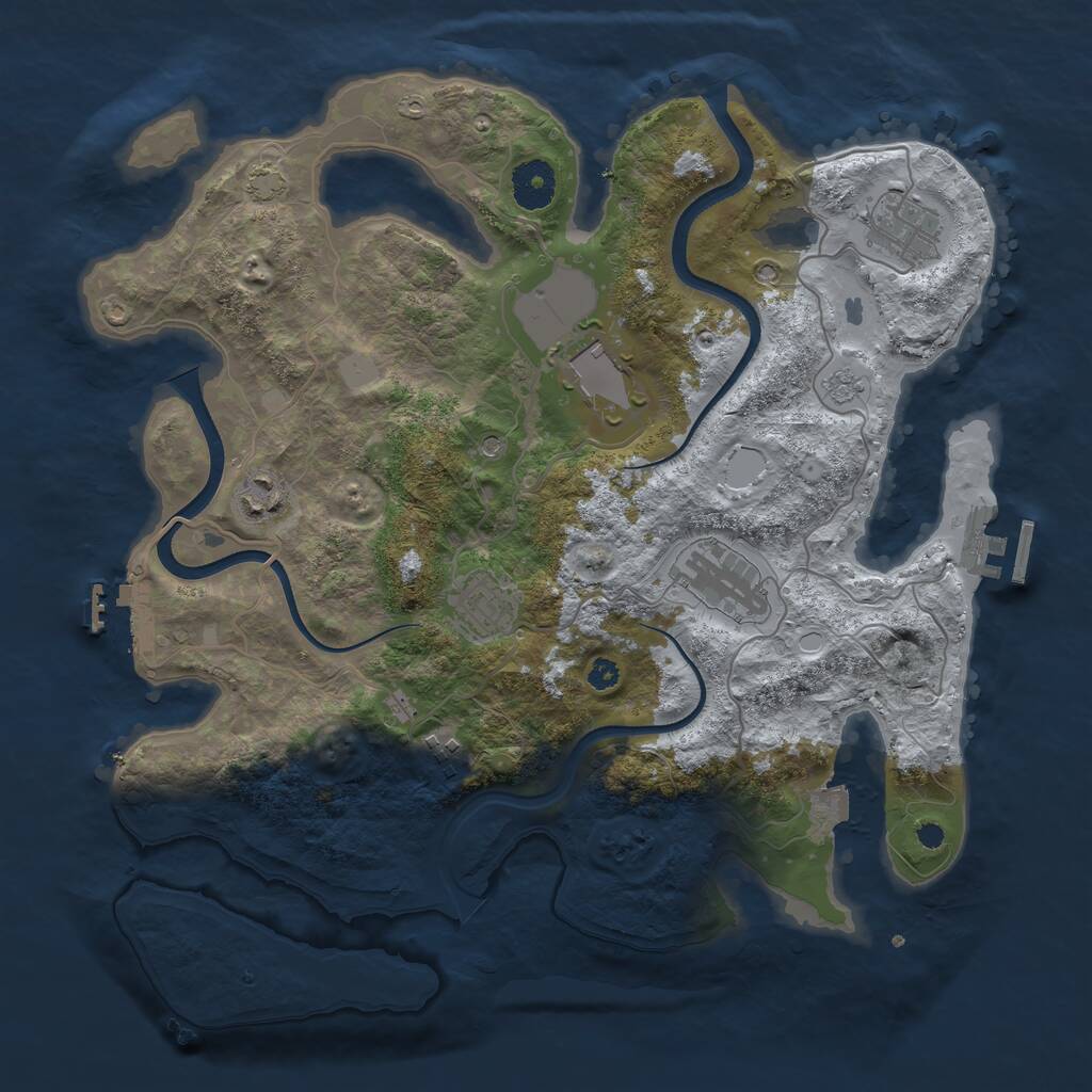 Rust Map: Procedural Map, Size: 3500, Seed: 572926287, 12 Monuments