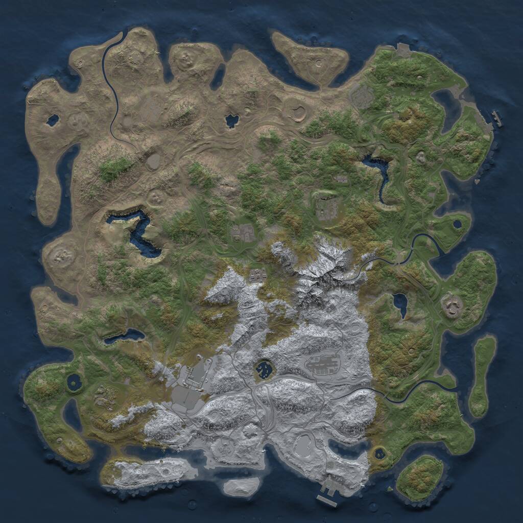 Rust Map: Procedural Map, Size: 5000, Seed: 108765745, 17 Monuments