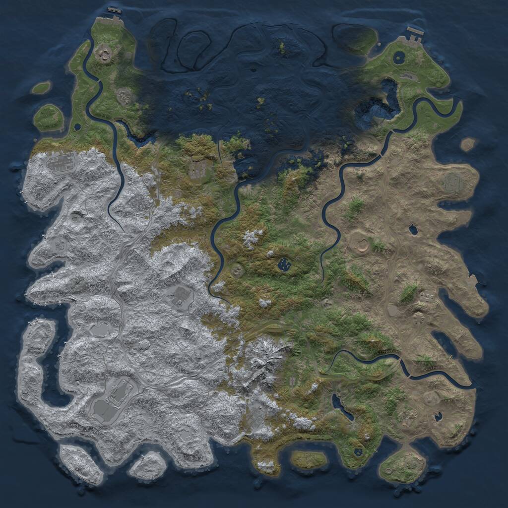 Rust Map: Procedural Map, Size: 6000, Seed: 563453, 17 Monuments