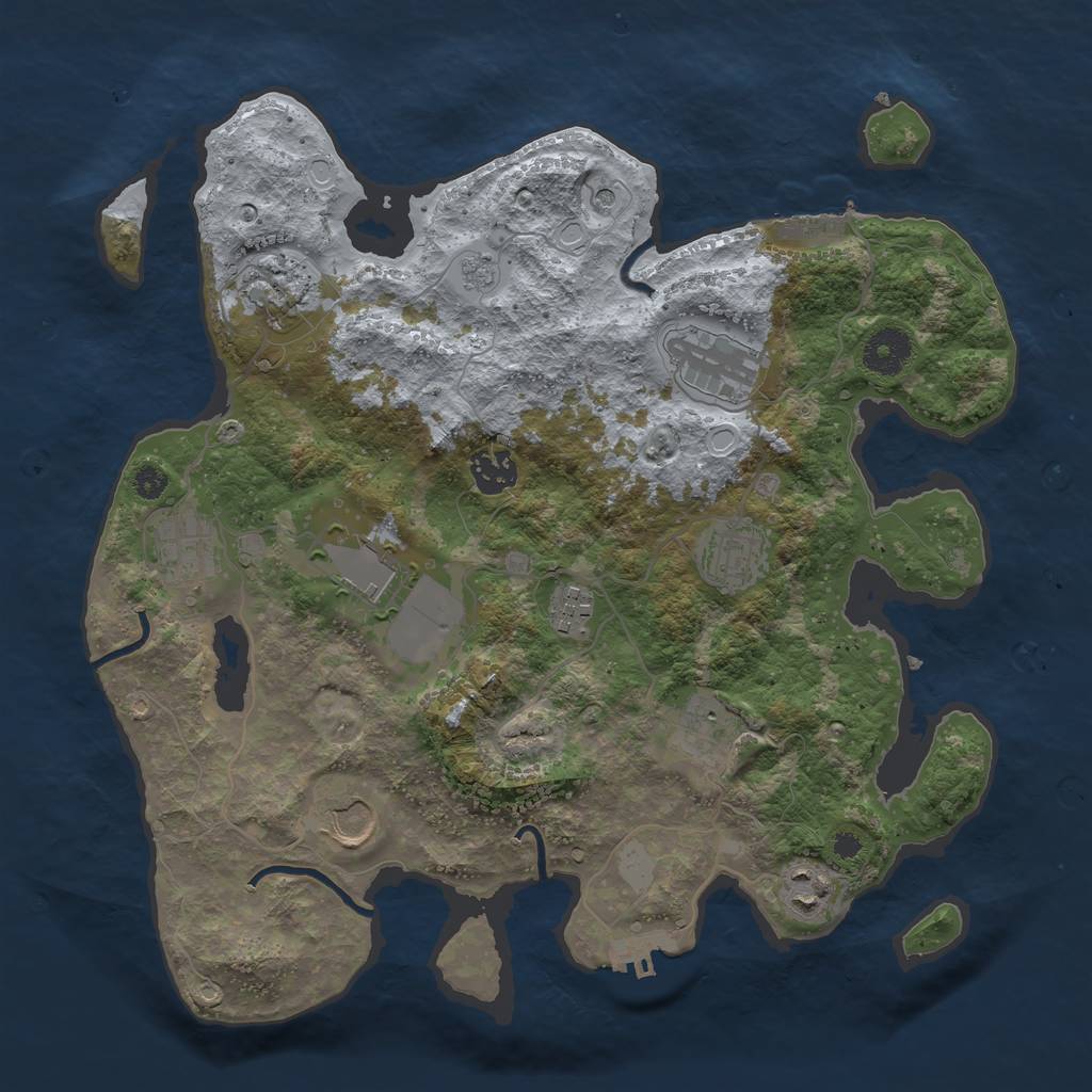 Rust Map: Procedural Map, Size: 3500, Seed: 1031825200, 17 Monuments