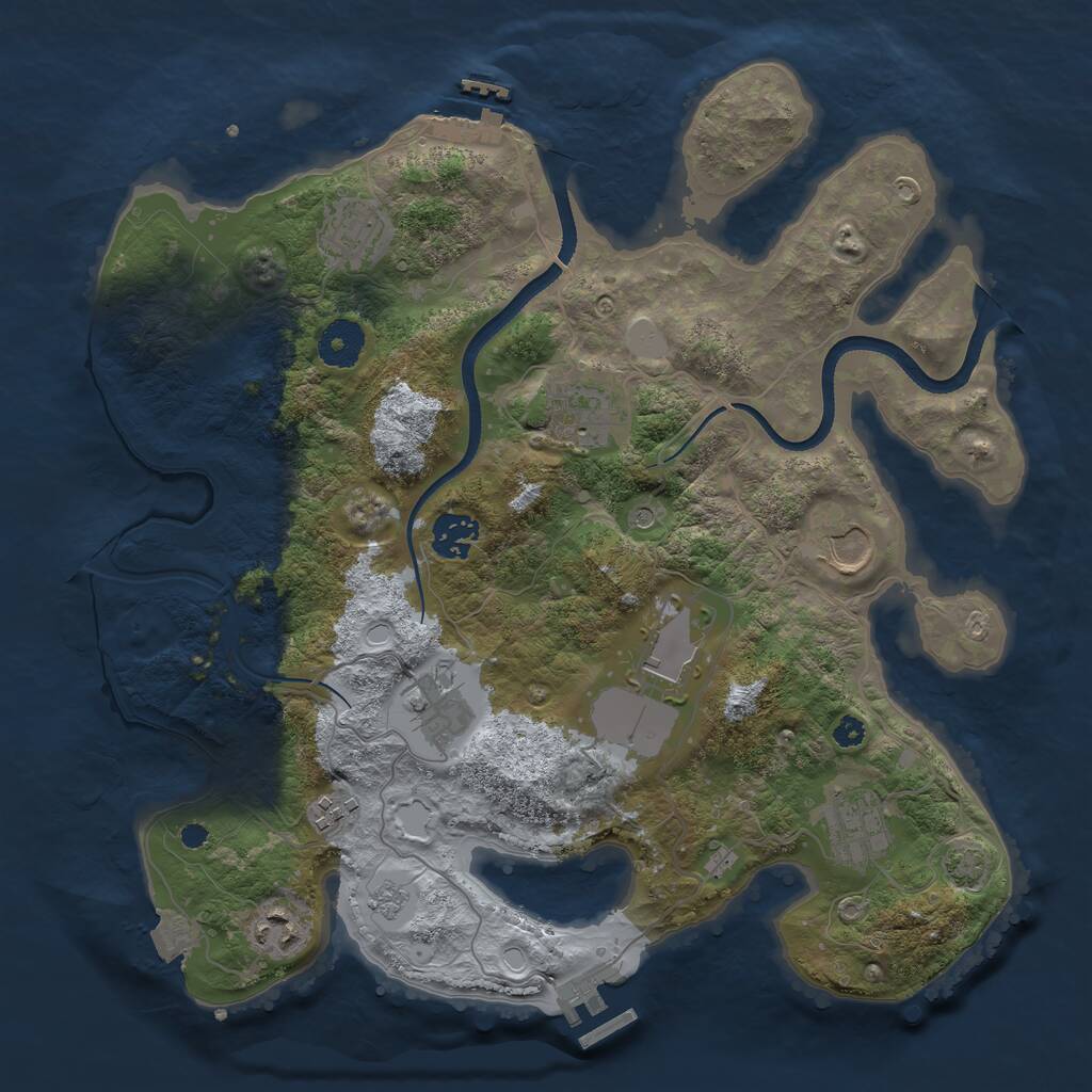 Rust Map: Procedural Map, Size: 3500, Seed: 2108132413, 15 Monuments