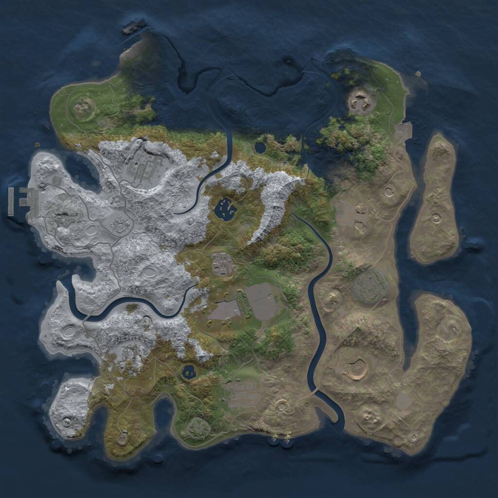 Rust Map: Procedural Map, Size: 3500, Seed: 49735866, 16 Monuments