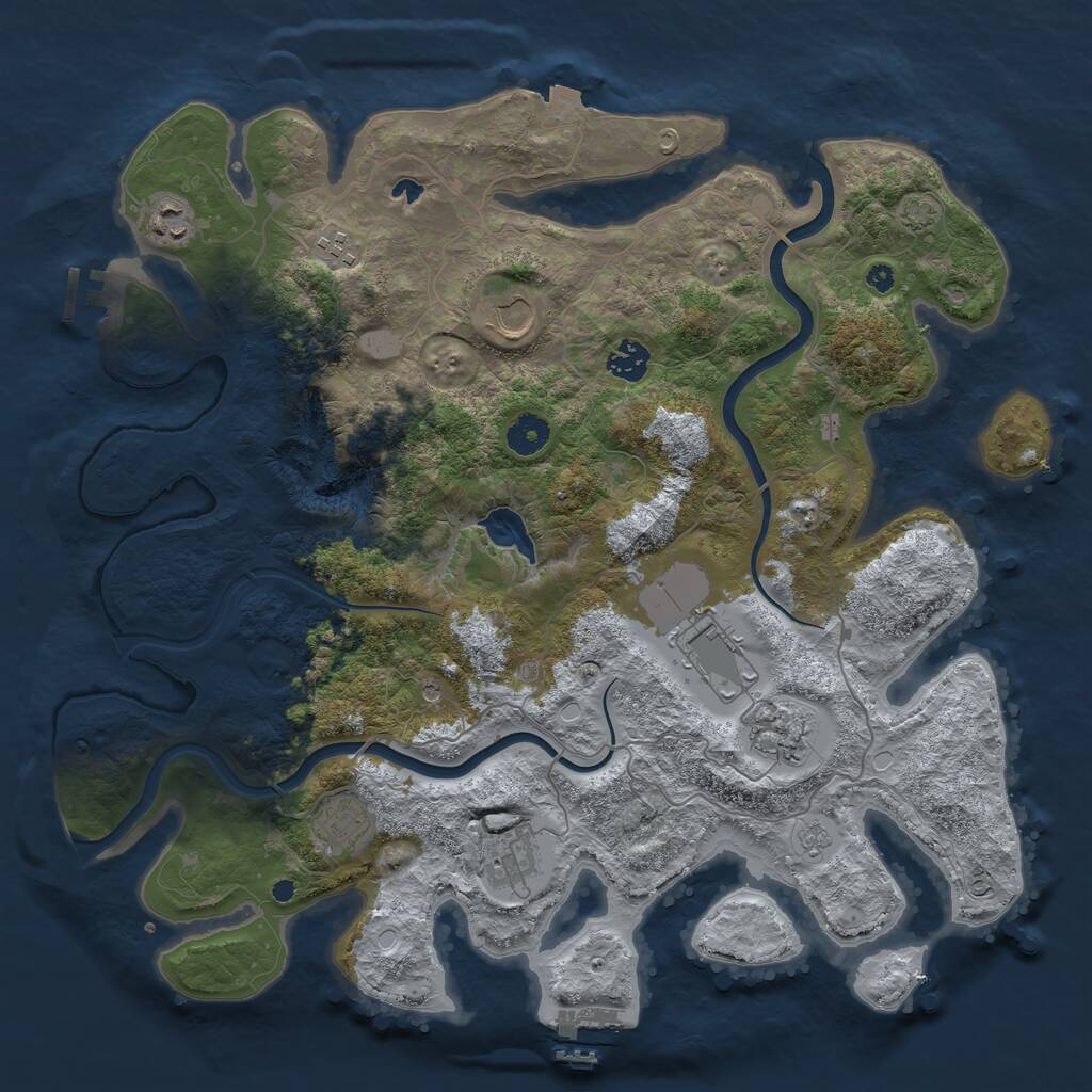 Rust Map: Procedural Map, Size: 4000, Seed: 1976281664, 14 Monuments