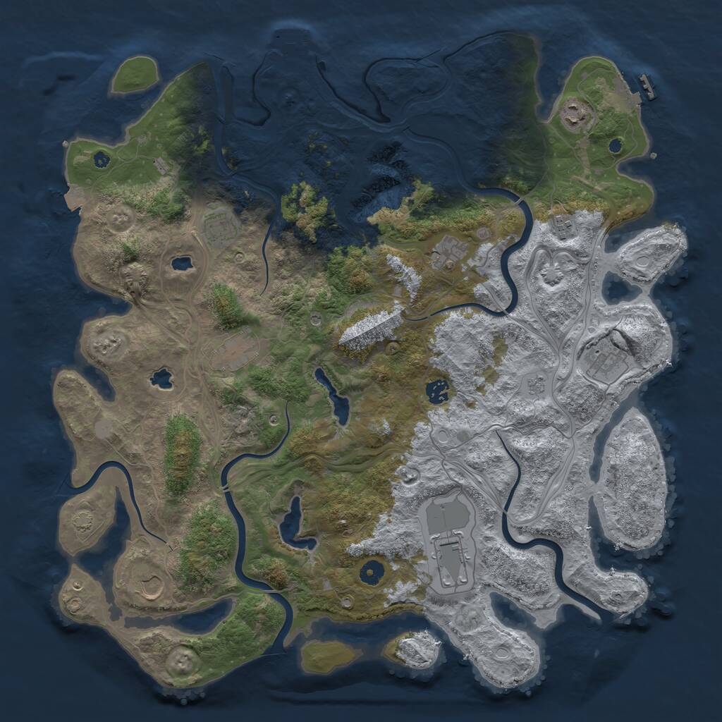 Rust Map: Procedural Map, Size: 4500, Seed: 838499730, 15 Monuments