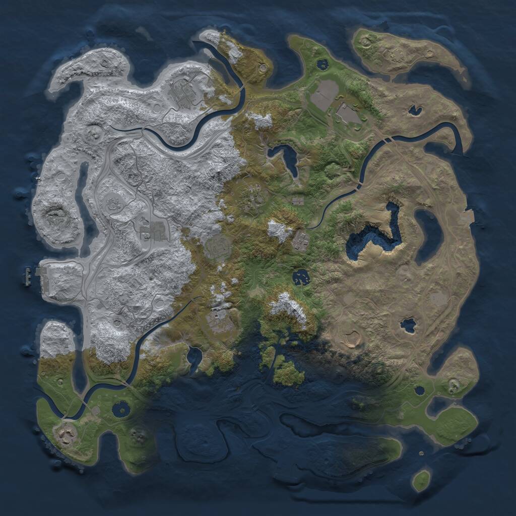 Rust Map: Procedural Map, Size: 4500, Seed: 991613381, 16 Monuments