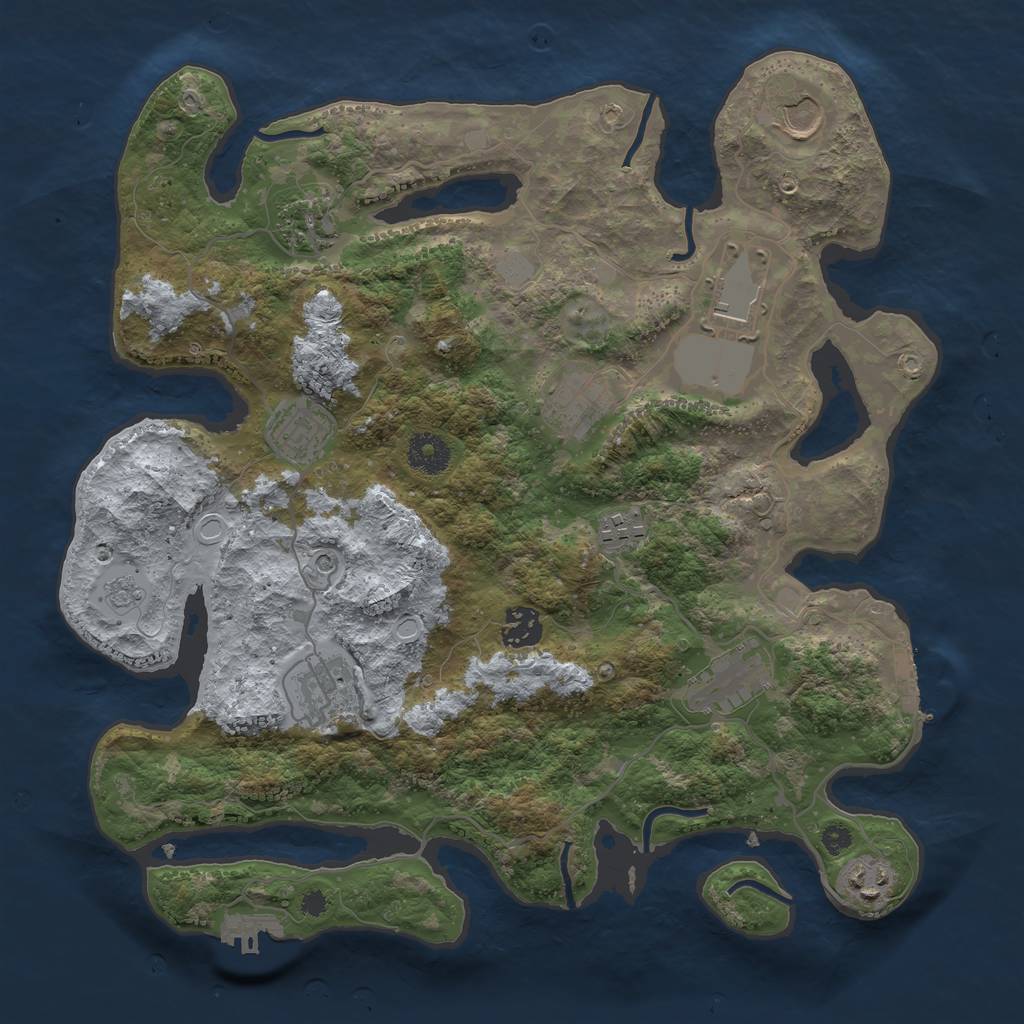 Rust Map: Procedural Map, Size: 3600, Seed: 3111111, 19 Monuments