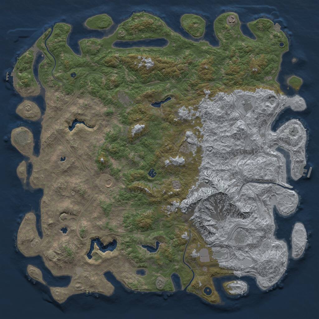 Rust Map: Procedural Map, Size: 6000, Seed: 365165669, 17 Monuments