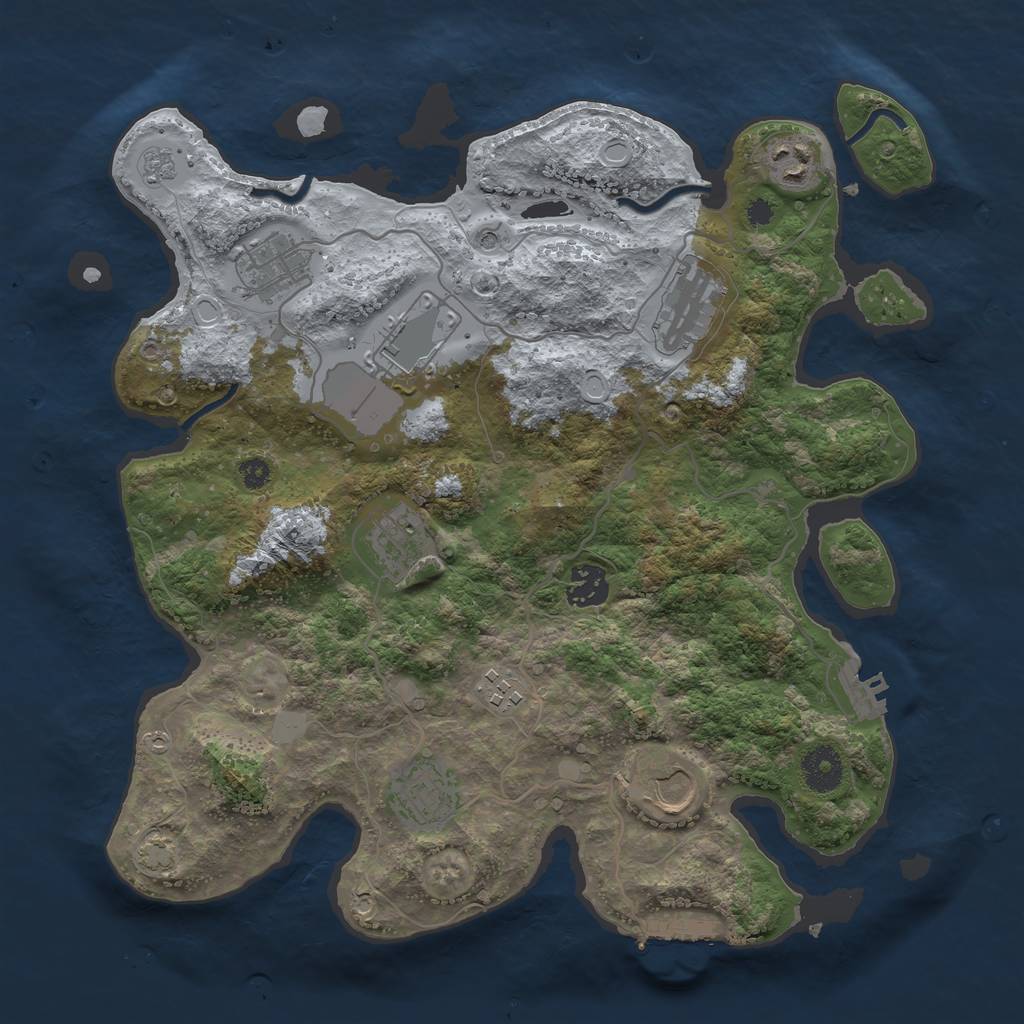 Rust Map: Procedural Map, Size: 3500, Seed: 93464966, 16 Monuments