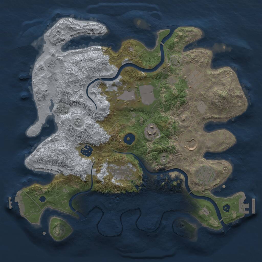 Rust Map: Procedural Map, Size: 3500, Seed: 32853041, 14 Monuments