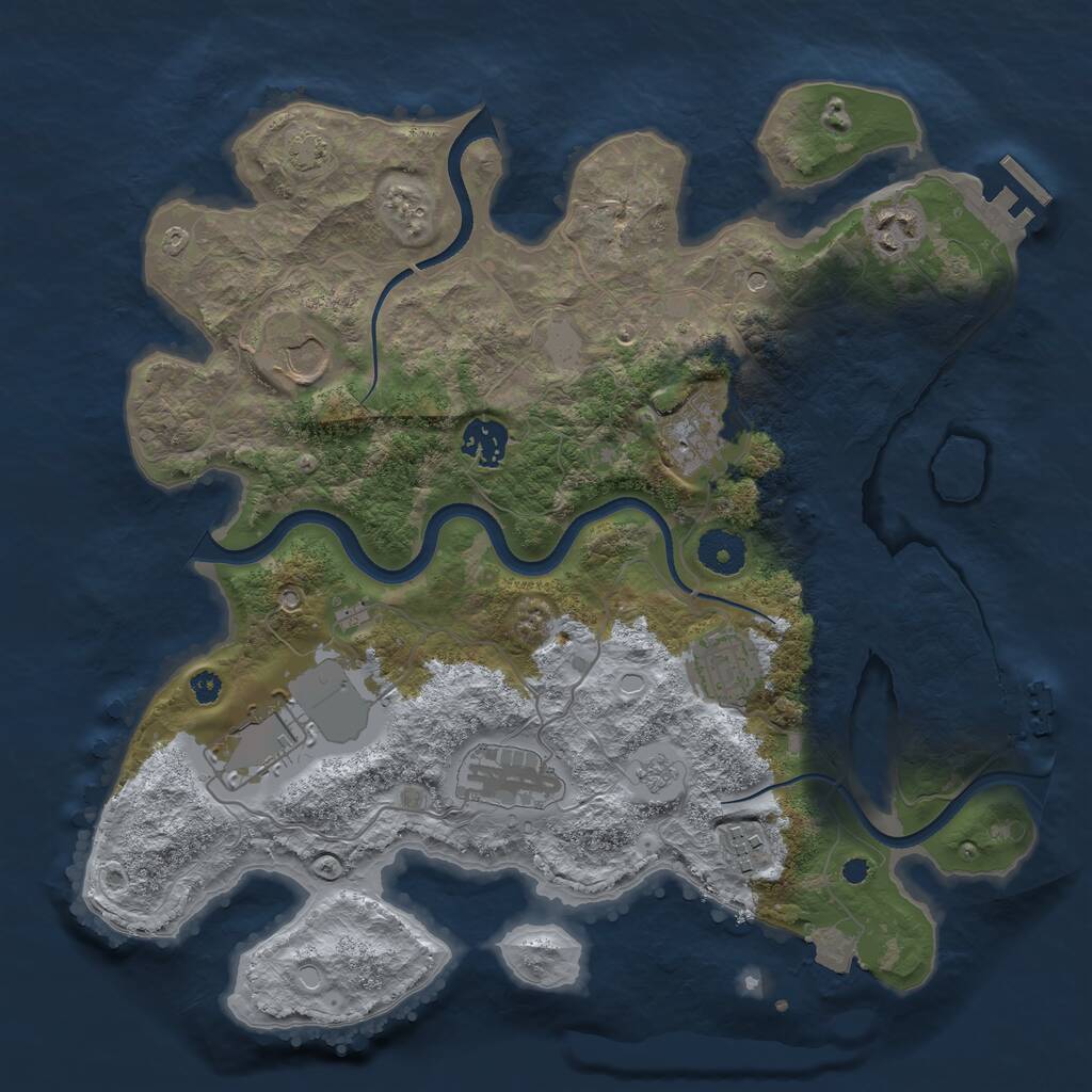 Rust Map: Procedural Map, Size: 3500, Seed: 1282002499, 14 Monuments