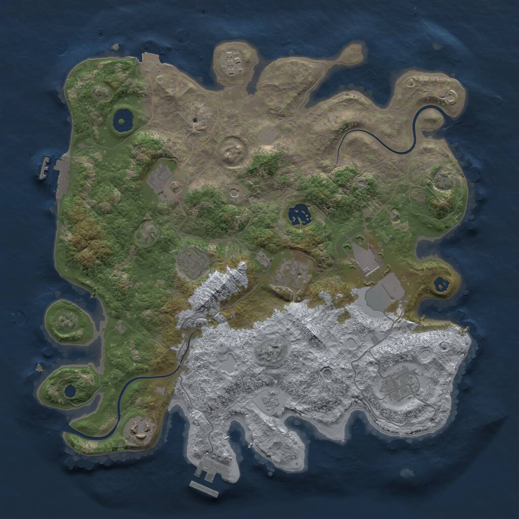 Rust Map: Procedural Map, Size: 3500, Seed: 82960205, 14 Monuments